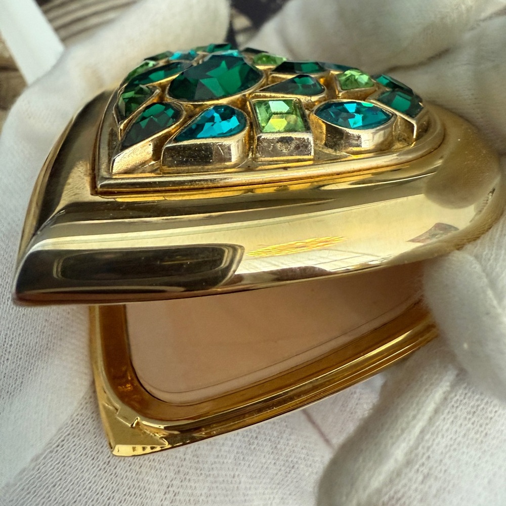 LOT 2233 18K gold plated jewel YSL Vintage POWDER case mirror Robert Goossens - Picture 11 of 17